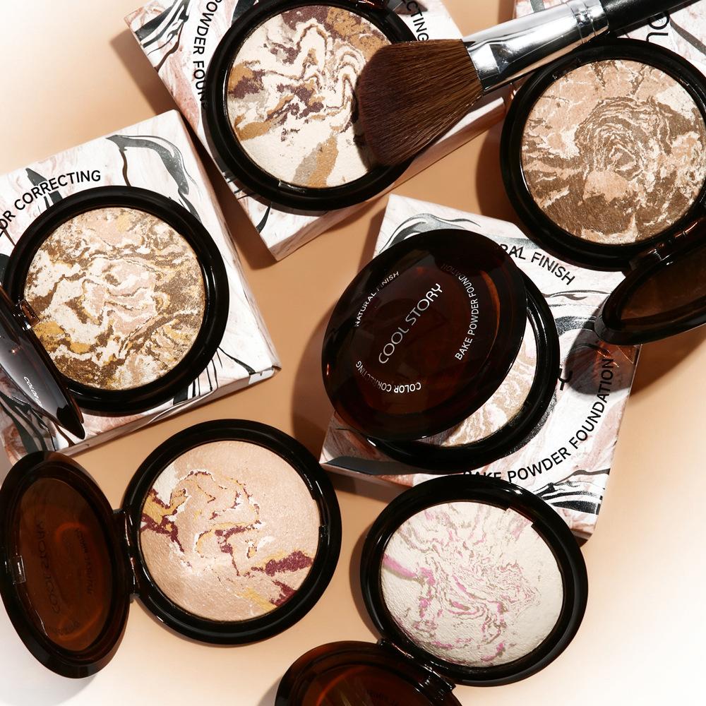 Matte Natural Finish Baked Brighten Color Correcting Powder Foundation Invisible Pore Oil-control Powder Compact