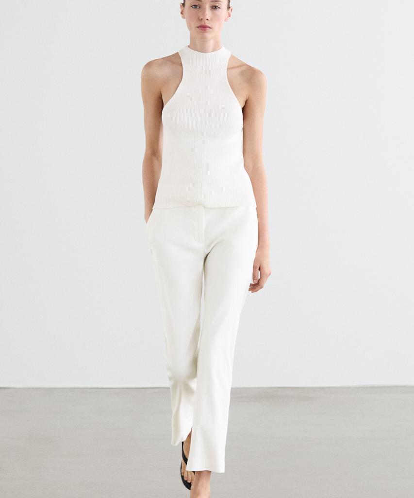 Masimodutti Straight Fit Linen Blend Pants