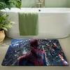 Bath Mat 1pc, Spider- Red Black Silhouette, MARVEL Flannel Rectangular Mat, Bathroom Non-Slip Entrance Mat, Fun Door Decoratio