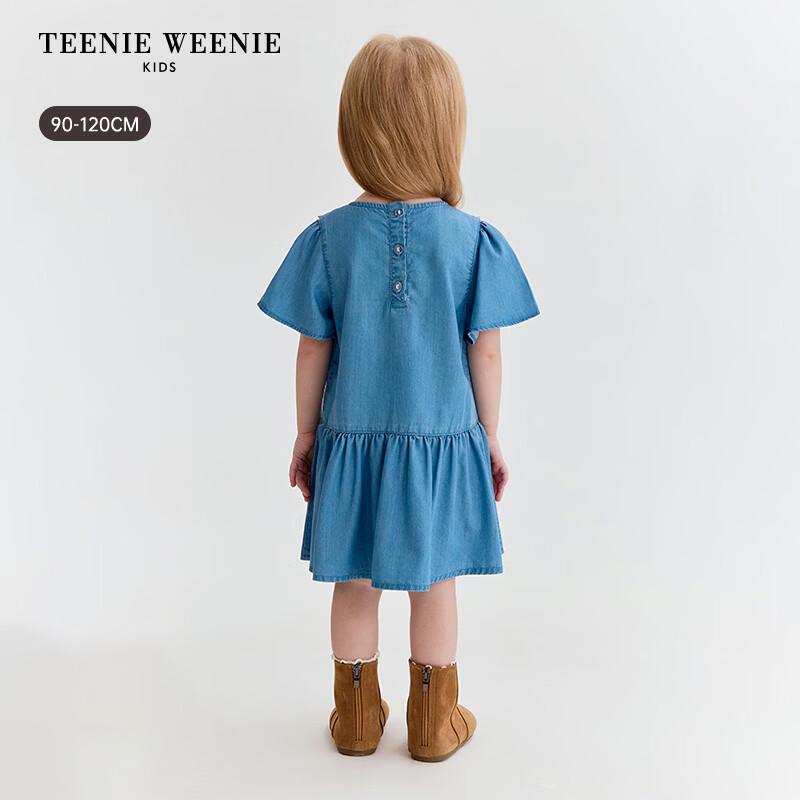 Teenie Weenie Kids 2026 Summer Girl's Denim Sunscreen Short Sleeve Dress