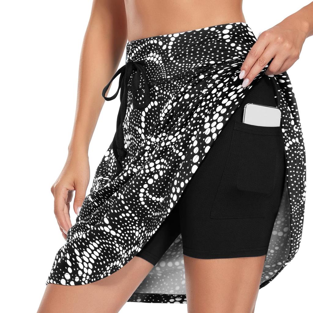 Women Knee Length Skort with Pockets Tennis Golf Athletic Skirt Lightweight Breathable Stretchy Sports Skort for Outdoor Activities