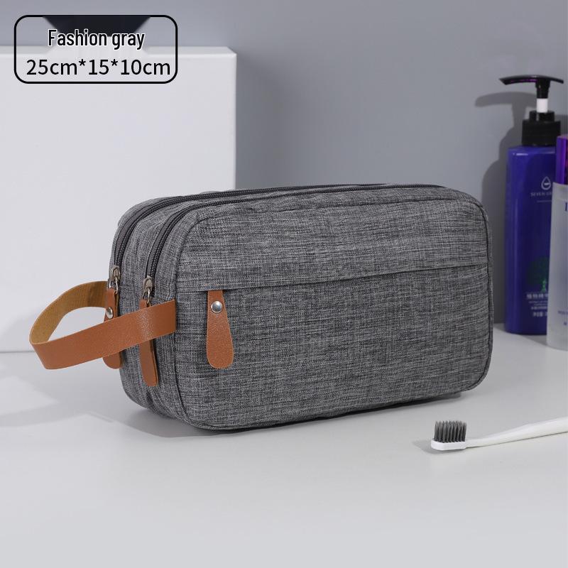 Men's Solid Color Oxford Business Travel Toiletry Bag - Double Layer, Large Capacity, Portable