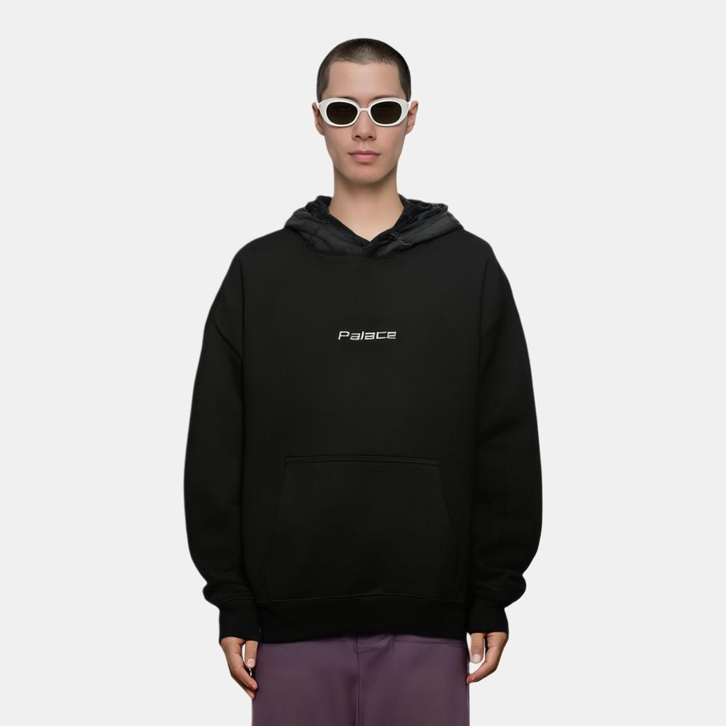 Palace Baffled Font Hood Black Unisex Tops P27CS190