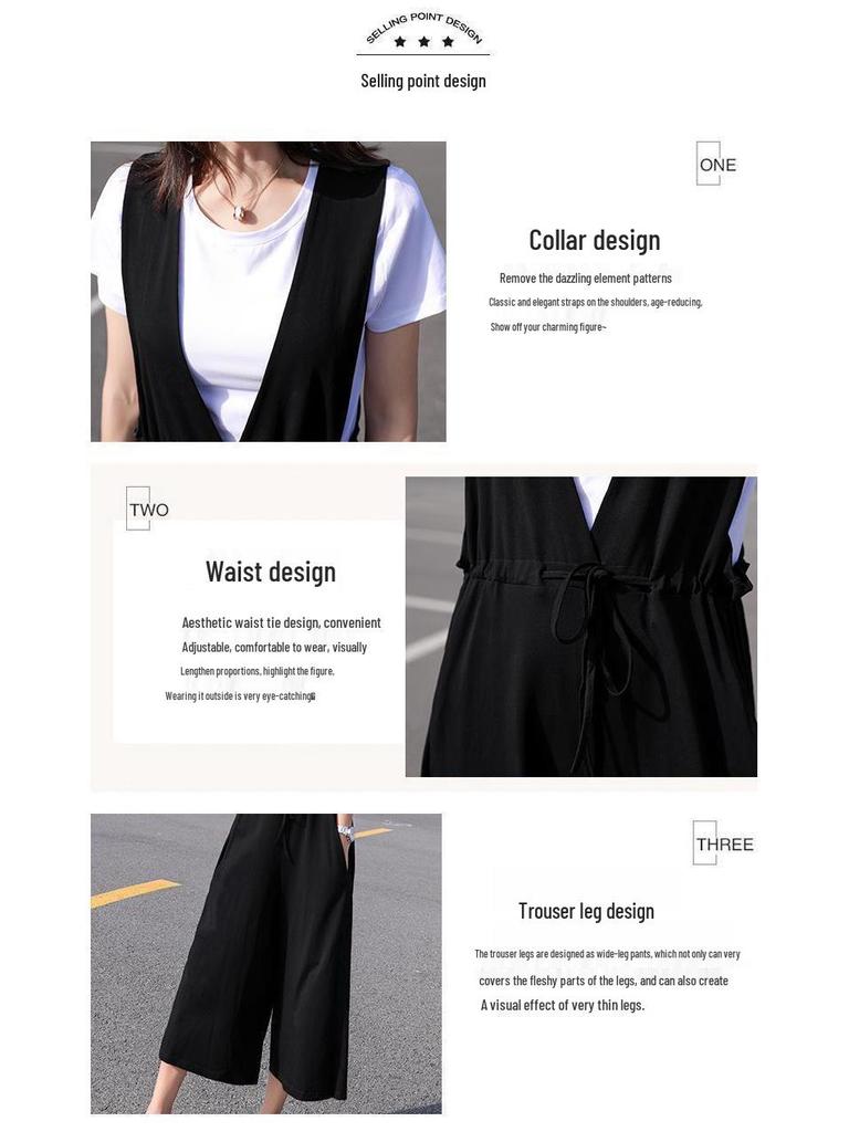 2022 Summer Women's Plus Size Casual Wide-Leg Slimming Jumpsuit Overalls