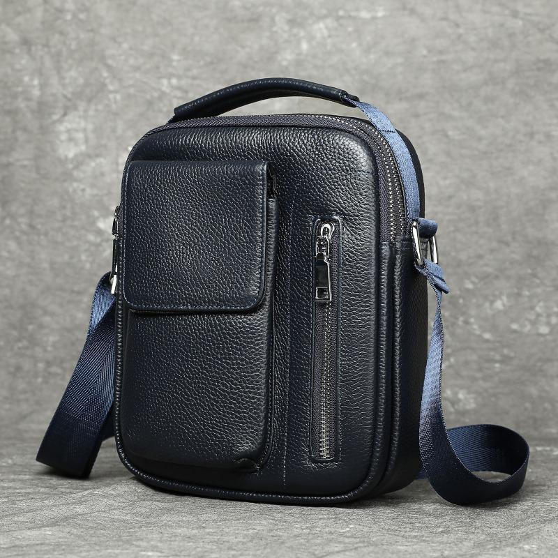 

Многофункциональная карманная сумка через плечо, Универсальная портативная маленькая сумка из натуральной кожи, Деловая ретро-сумка кроссбоди One Size синий