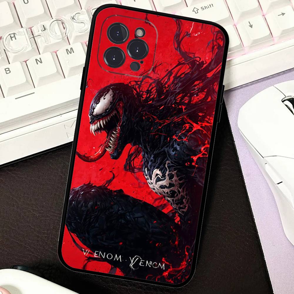 Superhero V-Venom Phone Case For iPhone 16 15 14 11 12 13 Mini Pro XS Max Cover 6 7 8 Plus X Funda Shell