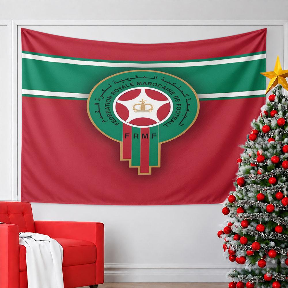 Morocco Royal Soccer Federation Emblem Pattern Wall Hanging Tapestry Decorative Tapestry Home Decor for Bedroom and Living Room