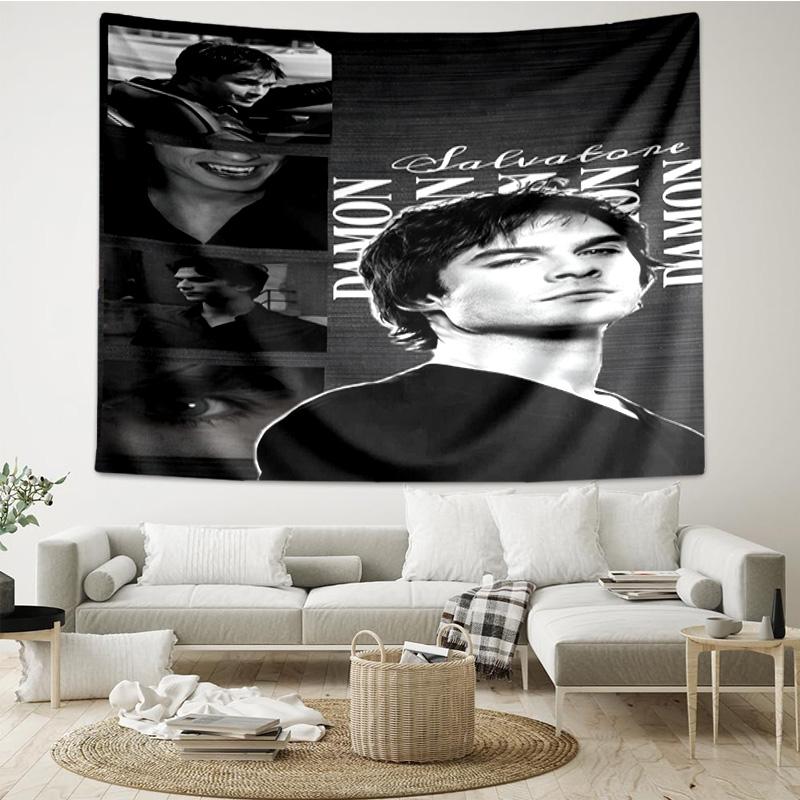 Damon Salvatore Romance Tapestry, Unique Design Tapestry, Wall Decor for Bedroom,Livingroom, Playroom,Heartwarming Fan Holiday Gifts