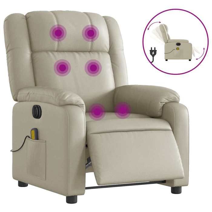 VidaXL Fauteuil de massage inclinable électrique crème similicuir 3205144