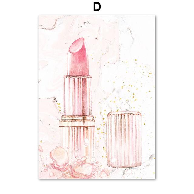 High Heels Lipstick Perfume Flower Nordic Posters Fashion Gir And Prints Wall Art Canvas Painting Wall Pictures For Living Room