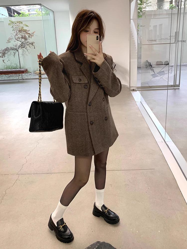 Elegant Reversible Cashmere Coat Women's Autumn Winter Short 2024 New Loose Jackets Korean Chic Woolen Blazer Clothes Streetwear