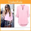 Polyester V Neck Button Front Womens Casual Shirt For Office And Spring Wear