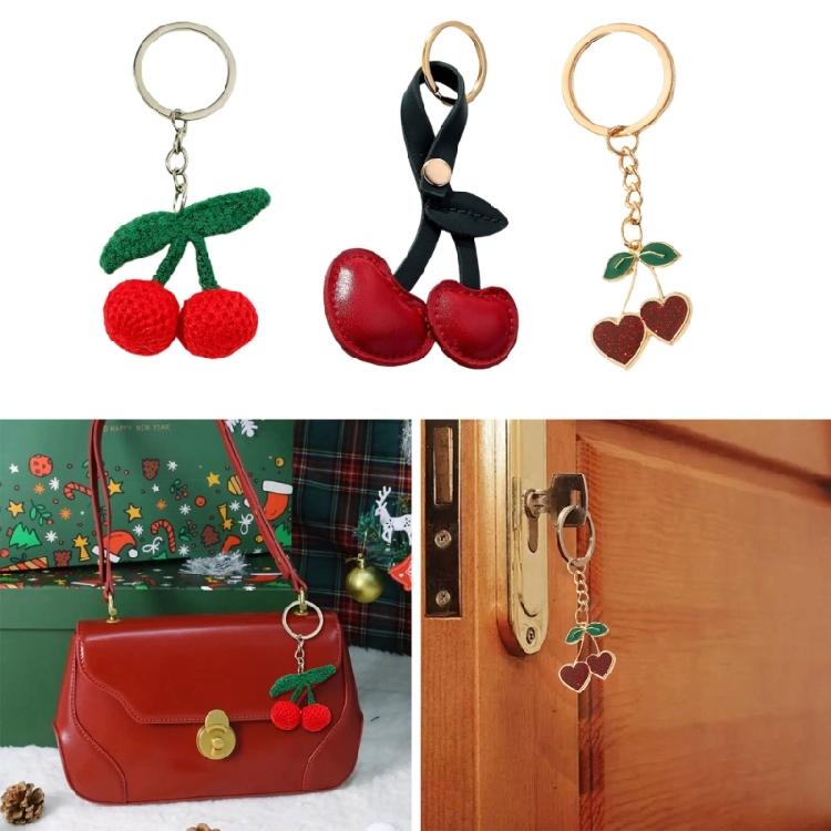 Cute Cherry Keychain Heart Keyring for Clothing Bag Jewelry Gift Backpack Charm