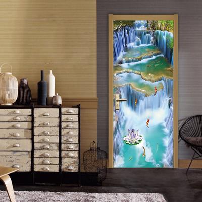 Chinese Landscape Painting DIY Door Wall Stickers Home Decor Living Room Porch Art Mural Self-adhesive Removable PVC Wall Poster