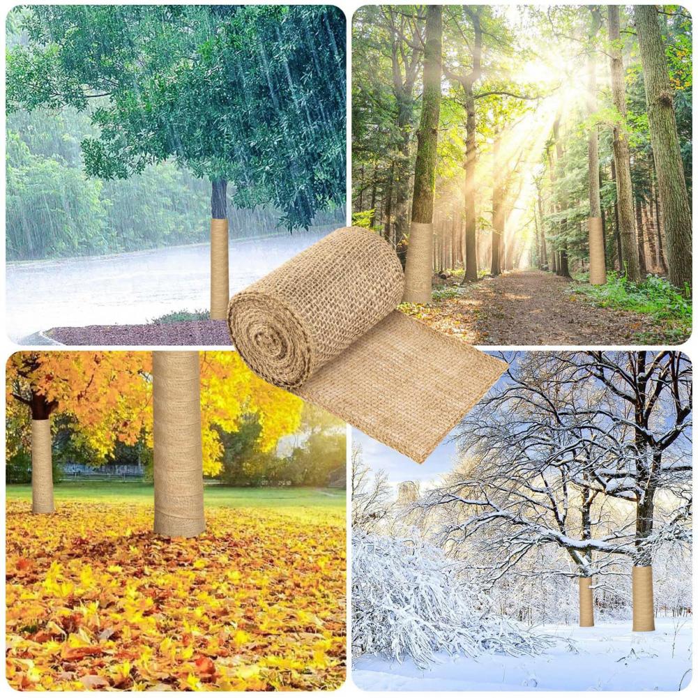 1 Roll Burlap Tree Protector Wrap Winter Cold Weather Outdoor Garden Tree Trunk Frost Protection Cover Natural Bandage