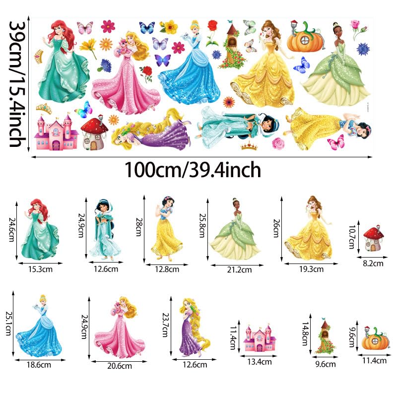 Princess Wall Stickers Anime Wall Stickers DIY Removable Wall Stickers Home Living Room Kids Room Bedroom Background Wall Art Decorative Wall