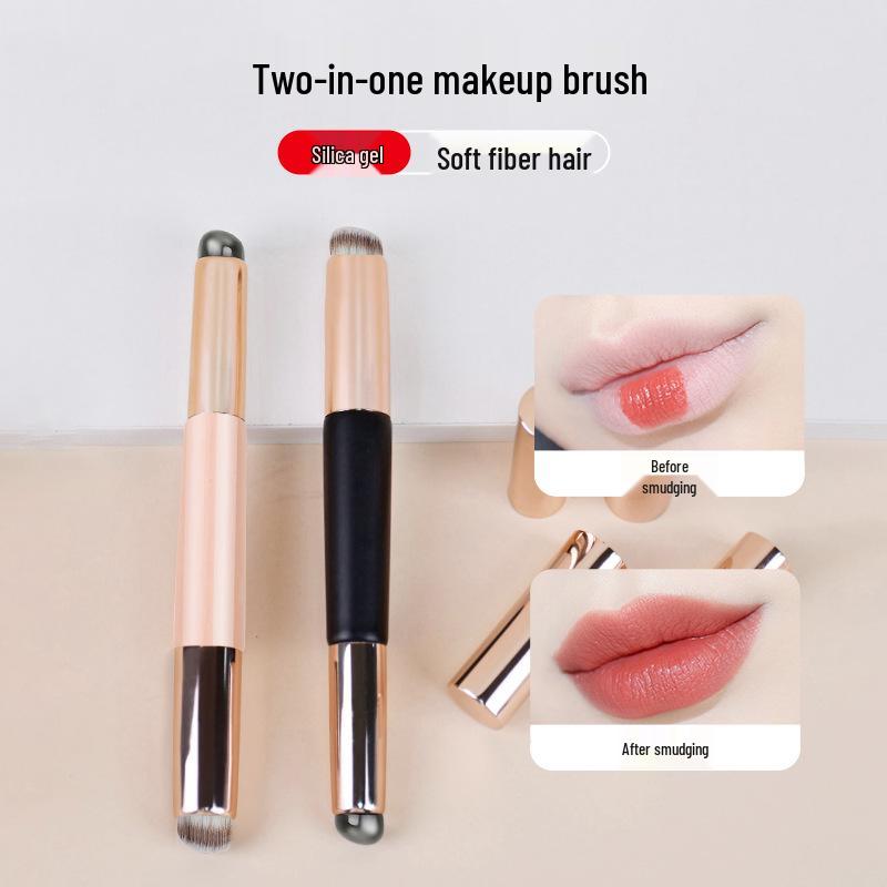 Dual-Ended Silicone Lip and Concealer Brush with Lid - Multifunctional Makeup Tool