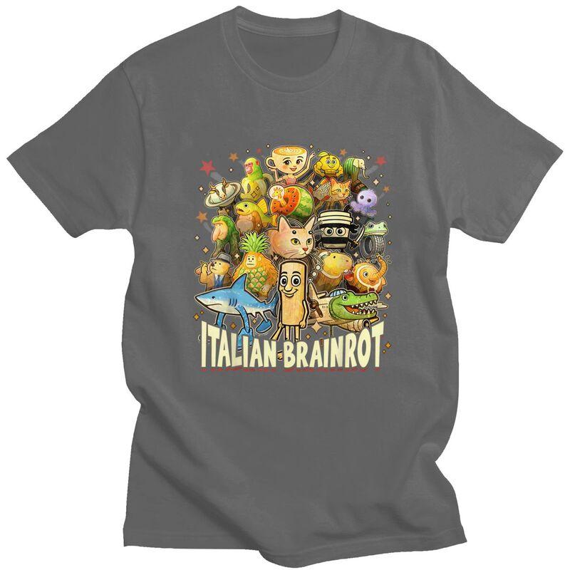 Italienisches Brainrot Meme Charaktere Design T-Shirts 100% Baumwolle T-Shirts Shirt Streetwear Rundhals T-Shirt Lässige Kurzarm T-Shirts