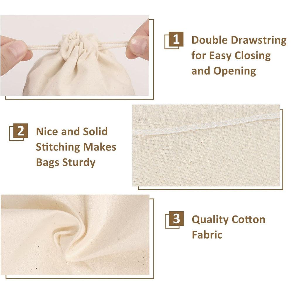 Easter Bunny Drawstring Cotton Bags Reusable Rabbit & Egg Print Gift Bags for Easter Party Egg Hunt Candy Storage Eco-Friendly