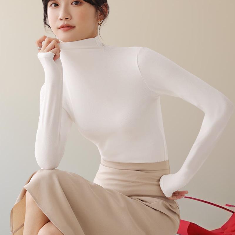 

Женский осенний модальный топ с полувысоким воротником, приталенный, с длинным рукавом, универсальный для многослойности XL (140-160 jin)