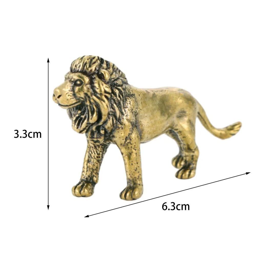 Copper Lion Statue Cute Mini Lion Sculpture Brass Lion King Figurines  Office Decoration
