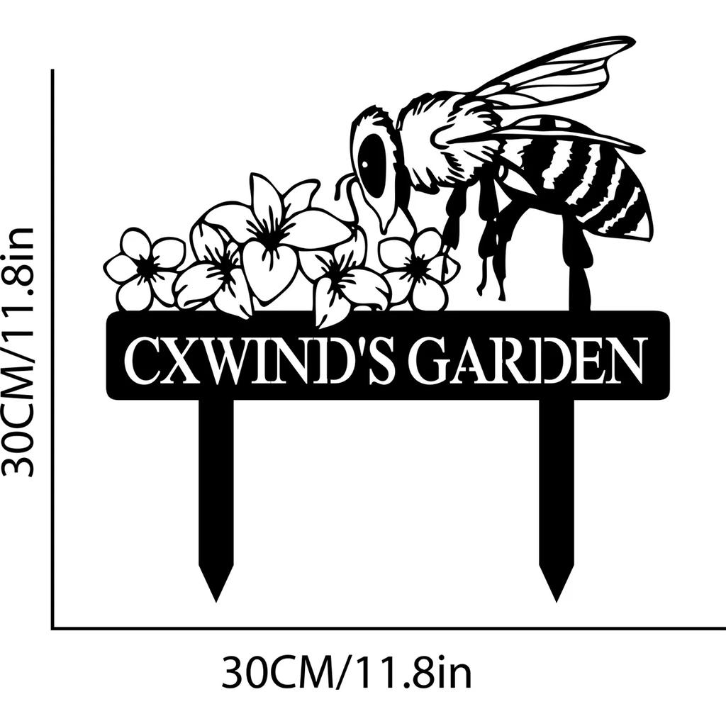 Metal Garden Sign Bee Decor Yard Art Personalized Gift