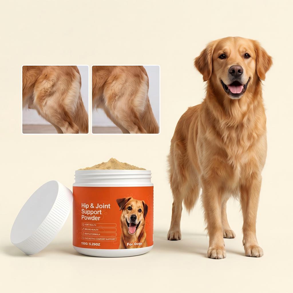 Polvere di Supporto per l'Articolazione dell'Anca per Cani 150g Integratore con Glucosamina Condroitina MSM e Ingredienti Naturali per la Mobilità e la Salute delle Articolazioni Canine