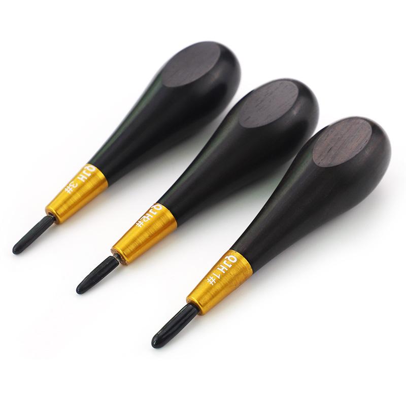 1pc Handmade DIY Leather Hole Punch Awl Tool,  Black Handle Diamond Chopping Puncher, Leather Perforation Sewing Craftwork Tool