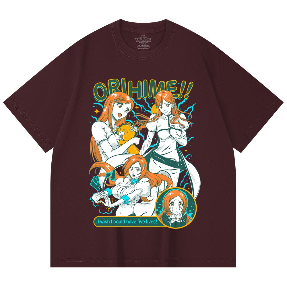 

230 Gsm 100% Cotton Bleach V3 Orihime Print Unisex Heavy Cotton T Shirt 2XL