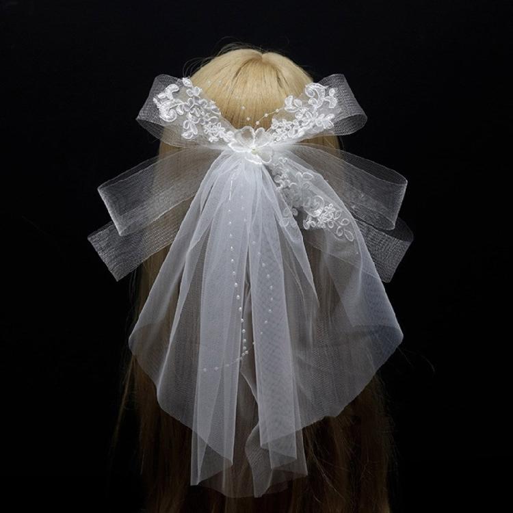 Bridal Veil Bride Elaborate Hair Clip Headscarf Veil Bachelorette Party White