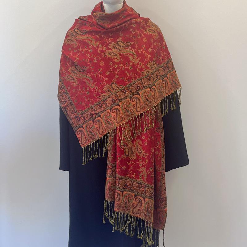 Bohemian Retro Embroidered Shawl: Tassel, Cashew Pattern, Ethnic Style, Dual-Purpose Travel Outerwear & Women's Scarf.
