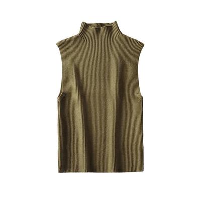 Vintage High Neck Sleeveless  Women Fashion Fitted Basic Ribbed Knit Tank Tops  Camis Chic Vest Top Plus Size