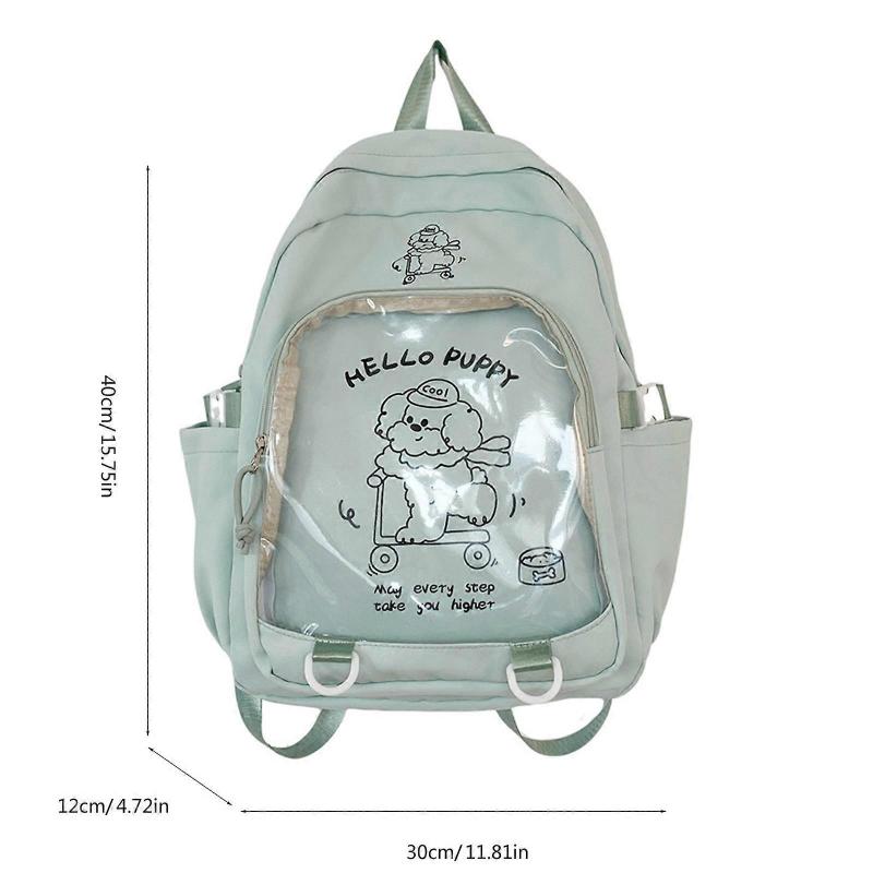 Japanese Cute Cartoon Anime Clear Backpack for Girls Large Capacity Trendy Itabag School Bag Casual Daypack Book Bag White