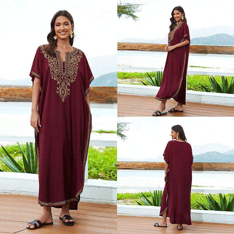 

New Style Cotton Loose Jumpsuit Long Skirt Beach Robe Bikini Cover Up One size