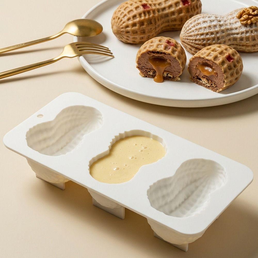 Silikonová forma na arašídy se 3 dutinami Odolná vůči vysokým teplotám Forma na výrobu dezertů DIY výroba dezertů