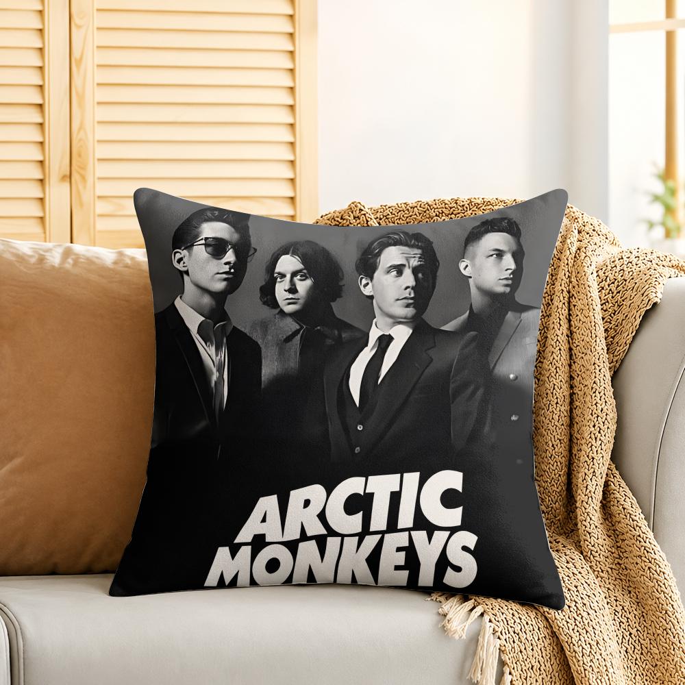 AArctic Monkeys Band Cool Cushion Cover Silky Short Plush Invisible Zipper Dustproof Sofa Pillow Case For Home Decor