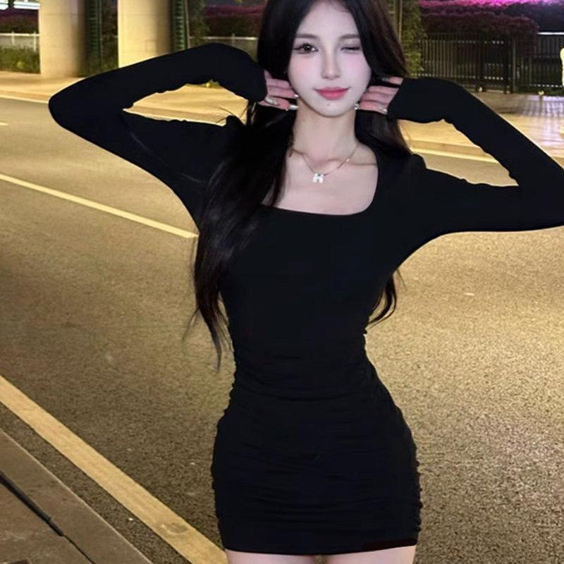 American Style Sexy Slim Fit Mini Dress - Women's Versatile Hip-Hugging Short Skirt for Spring and Autumn