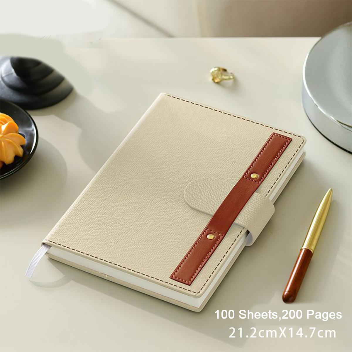 Деловой блокнот формата А5 с толстой застежкой, рабочий блокнот, книга записей совещаний, студенческие заметки, дневник, журнал путешествий, книга выписок, 100 листов, 200 страниц A5