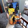 Cartoon Animal Black Cat Oil Painting Phone Case For Xiaomi Mi 5X 8 9 10 11 12 Lite Pro 10T PocoX3pro PocoM3 Note 10 Pro Lite