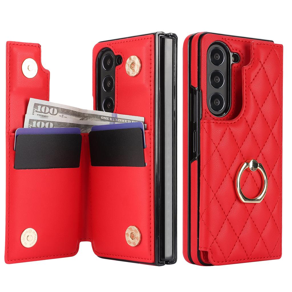 Luxus Leder Ring Wallet Kartenhalter Handyhülle für Samsung Galaxy Z Fold 7 6 5 4 mit Ständer Schutzhülle