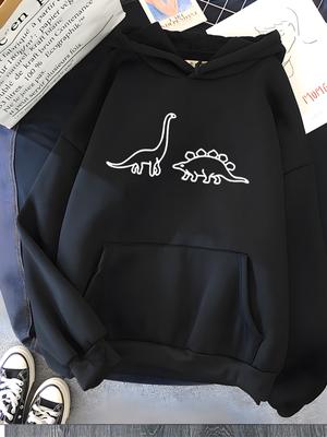 Sweat à capuche imprimé dinosaure kawaii pour femmes Doux Chaud Ample Décontracté Vêtements de sport pour femmes Sweat-shirts pour femmes Vêtements pour femmes 2025 Graphique Haut pour femmes