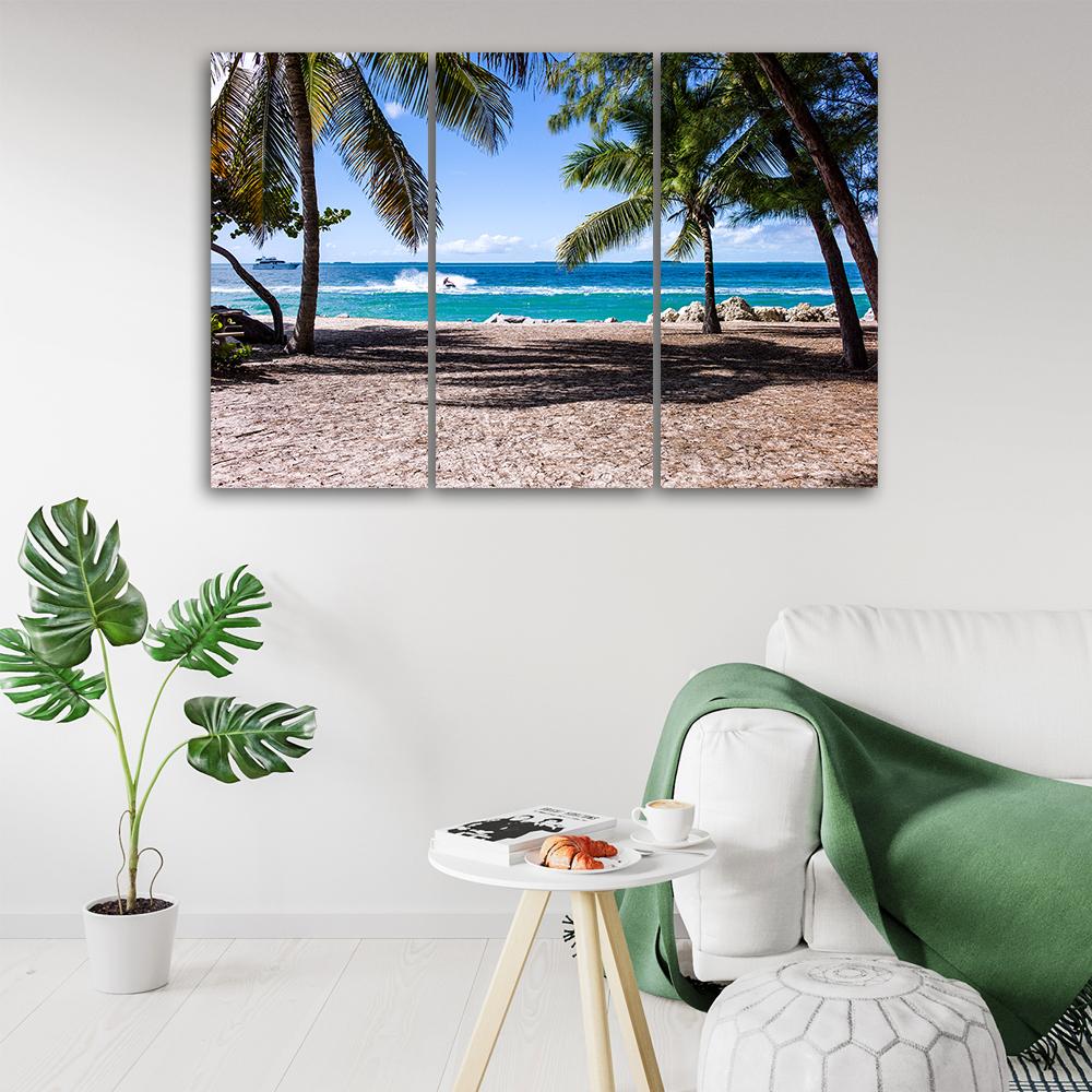 Dreiteiliges Bild auf Leinwand, Tropischer Strand
