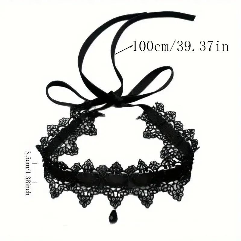 Gothic Lace Necklace, Victorian Velvet Collar with Water Droplet Pendant, Elegant and Suitable for Women's Party Accessories