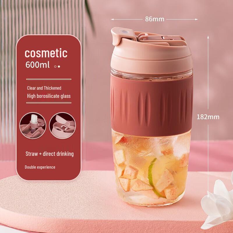 JEKO&JEKO High Borosilicate Glass Dual-Drink Straw Cup