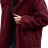 Winter Plush Hooded Long Coat Women Solid Color Long Sleeve Autumn Single Button