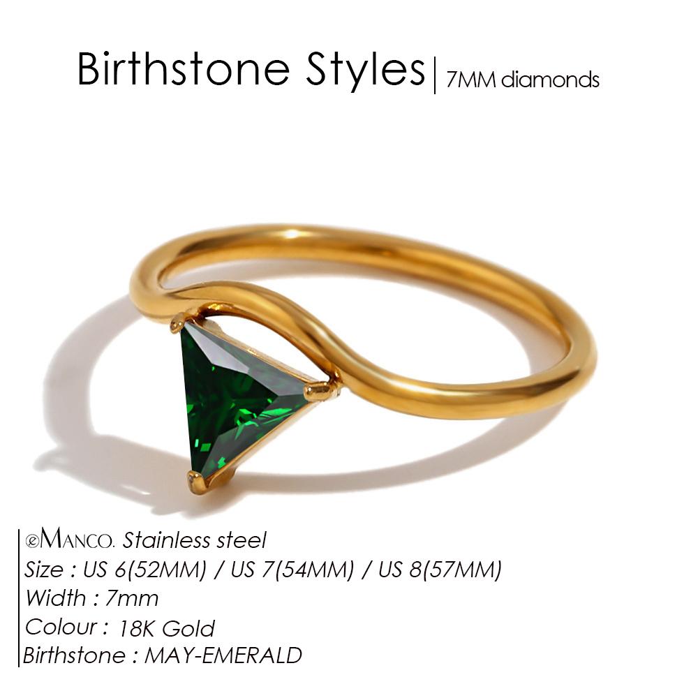 EMANCO Stainless Steel Birthstone Ring for Woman Simple Style Ring Festival Party Fashion Jewelry Dropshipping 48-Hour Shipping