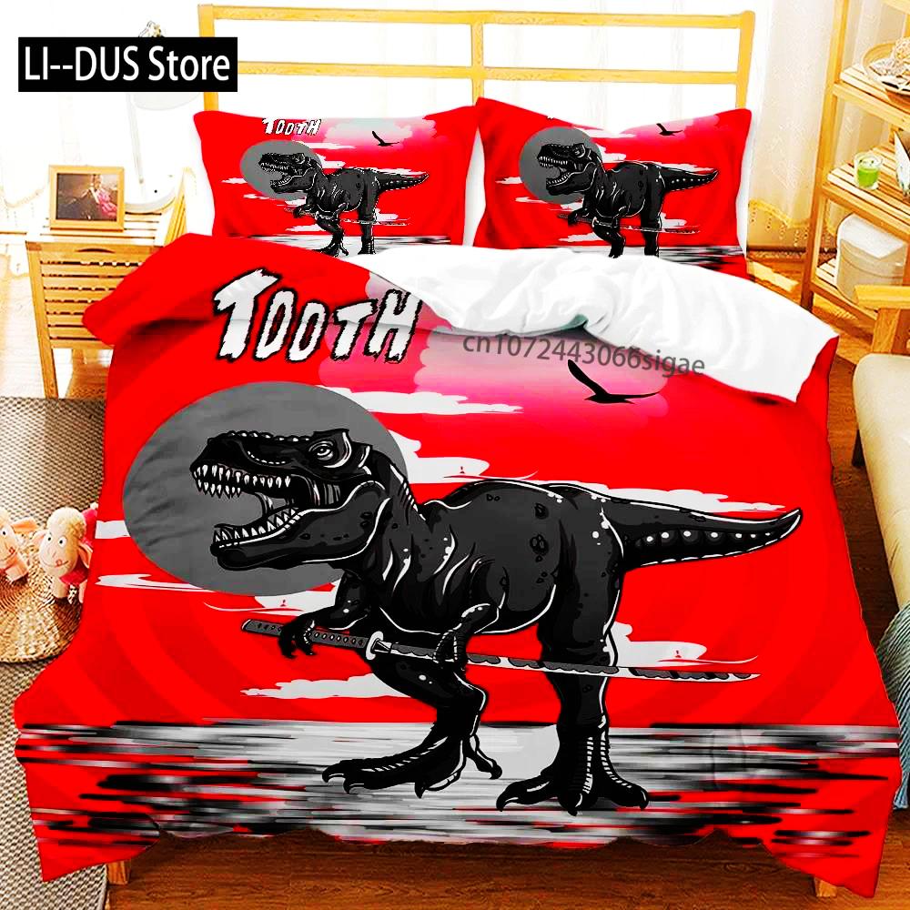 

Набір підодіяльників Dinosaur Динозаври T-Rex Jurassic Dino Fossil Dinosaur Постільна білизна Double Queen King Size М яка поліестерна чохол Qulit EU Single(135*200cm)3pcs