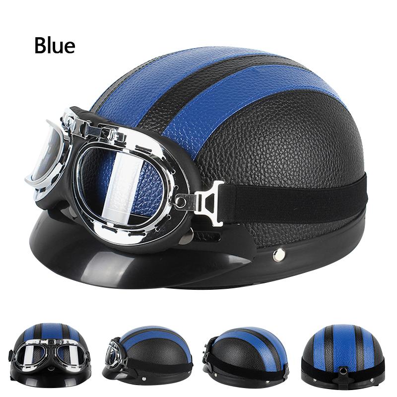 Hot Sell Brown Synthetic Leather Vintage Motorcycle Motorbike Vespa Open Face Half Motor Scooter Helmets & Goggles