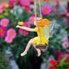 Fairy on a Swing Hanging Statue, Resin Flower Pendant Outdoor Decor Statue, Swing Fairy Ornaments for Yard Lawn Patio Balcony