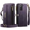 For Samsung Galaxy S21 FE 5G Case CASEME C39 RFID Blocking Zipper Wallet Stand Leather Cover with Strap